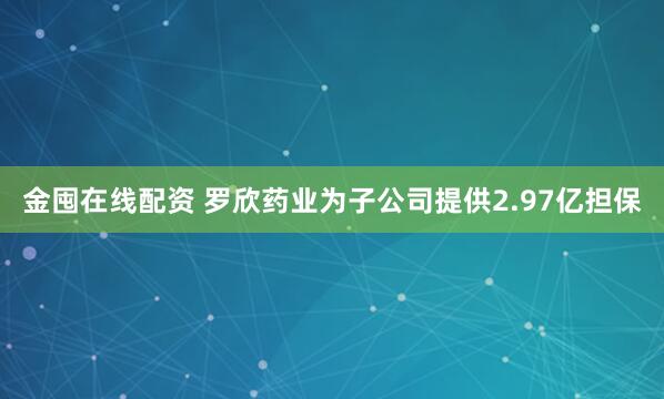 金囤在线配资 罗欣药业为子公司提供2.97亿担保